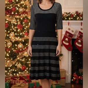 🖤 Calvin Klein Black Knit Fit & Flare Dress – Size Small 🖤